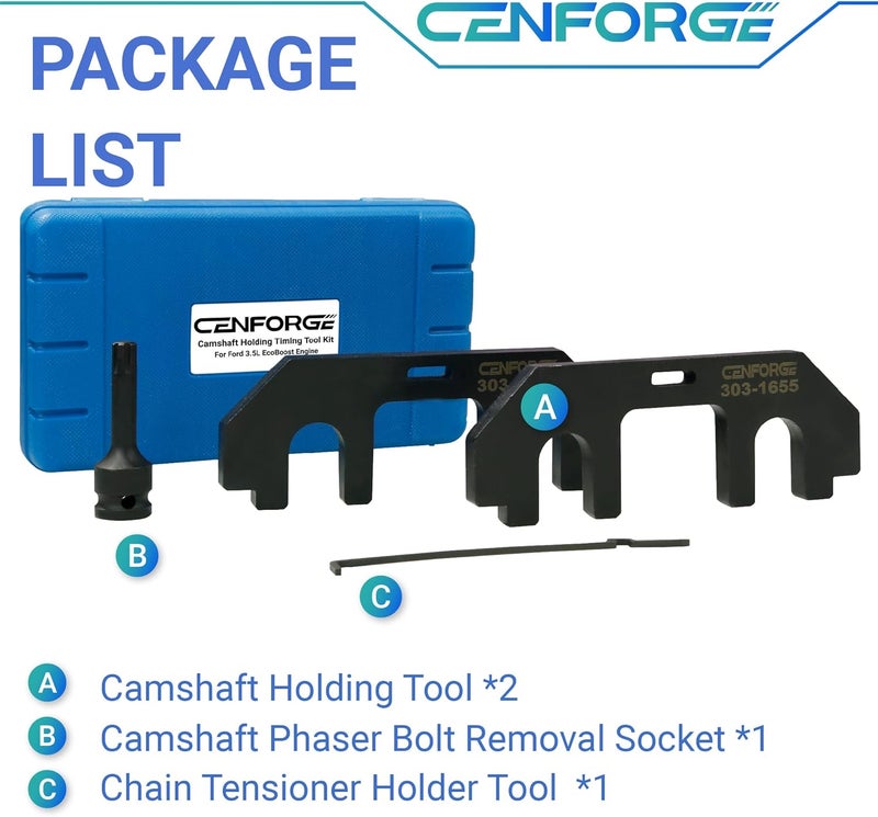 CENFORGE Store 303-1655 Camshaft Holding Tool, Ford 3.5 Timing Tool Kit Compatible with Ford 3.5L EcoBoost Upgraded GT F-150 Expedition Lincoln Navigator, with Cylinder Head Screw Removal Socket - Image 2